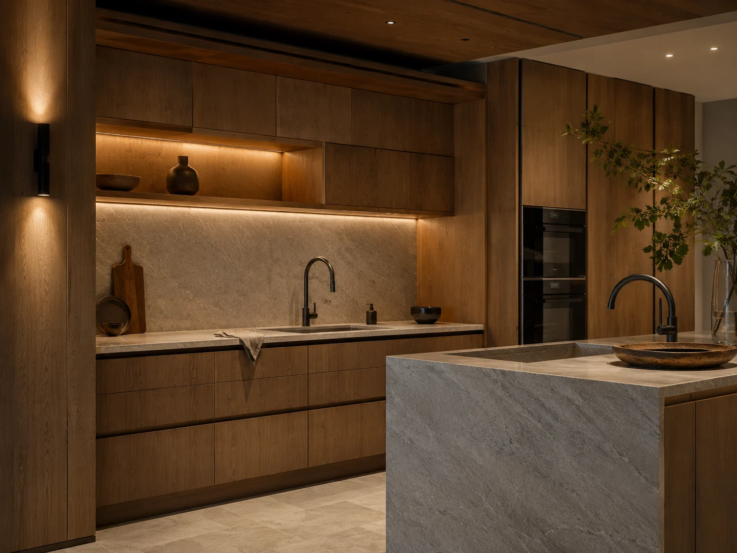 Representative modern cabinetry application using decorative laminate surfaces